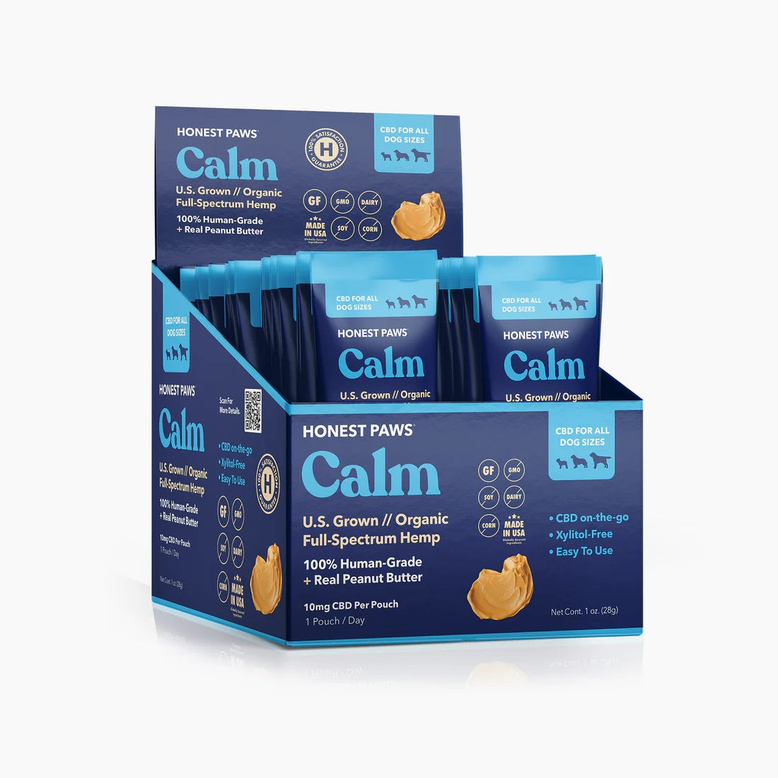 Calm CBD peanut butter pouches available in bulk.