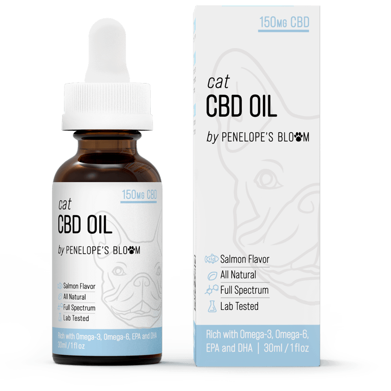 CBD Oil For Cats (150mg). Salmon flavor, all natural, full spectrum, lab tested. Rich with Omega-3, Omega-B, EPA and DHA.