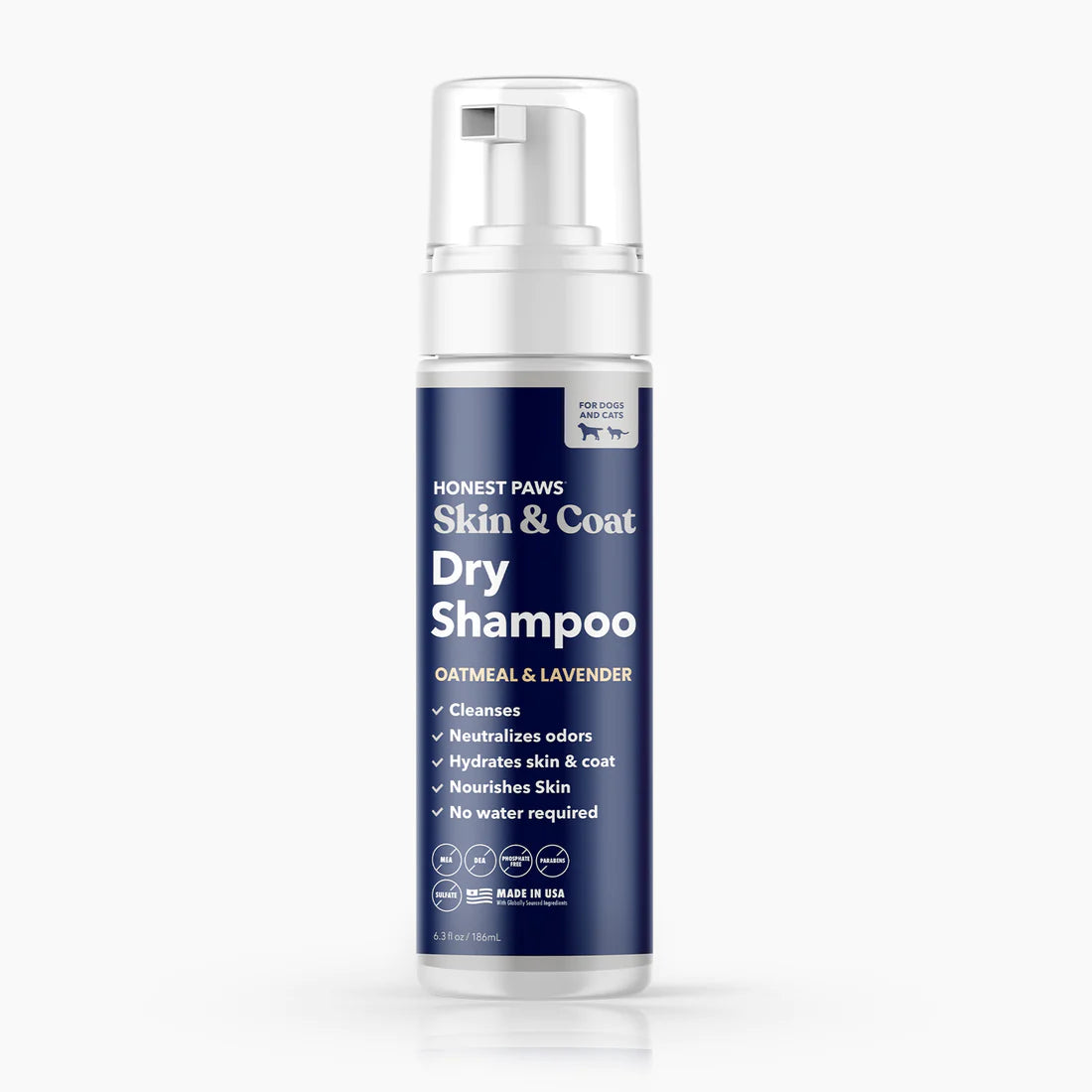 Skin & Coat Dry Shampoo for Dog & Cats. Oatmeal & lavender. Cleanses, neutralizes odors, hydrates skin & coat, nourishes skin, no water required. 