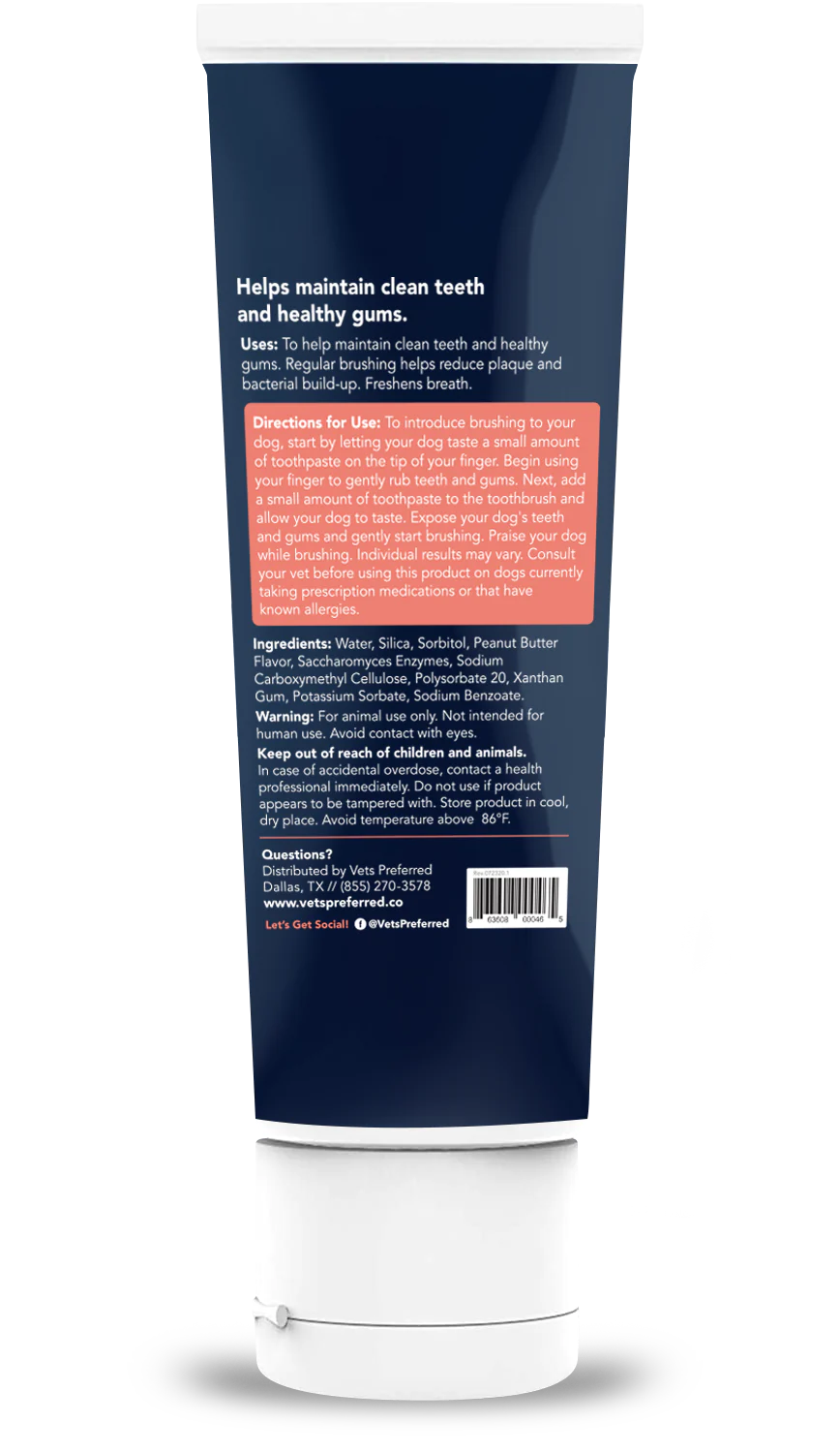 Advanced Enzymatic Toothpaste back label with ingredients and directions for use..