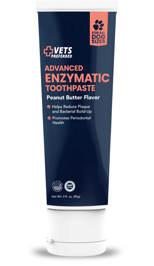 Advanced Enzymatic Toothpaste peanut butter flavor. Helps reduce plaque and bacterial build-up and promotes periodontal health.