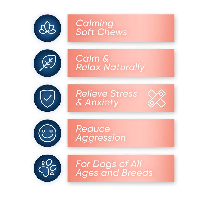 Hemp Extract Calming Chews benefits chart.