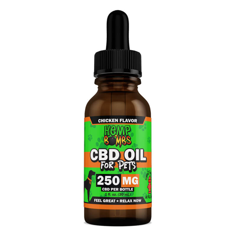 CBD Oil for Dogs (250mg) Chicken flavor. Feel great, relax now.